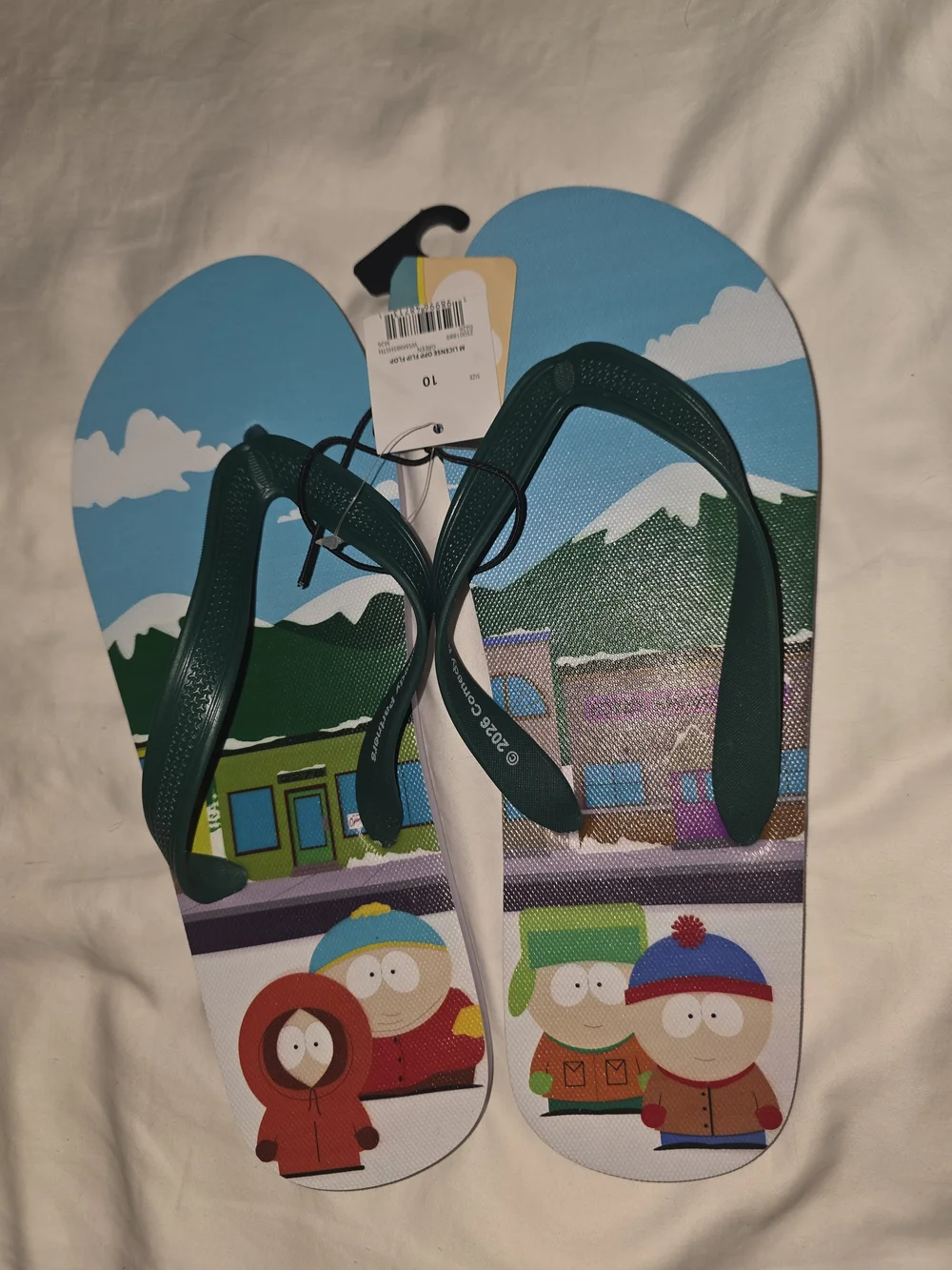 Mens' Blue South Park Graphic Flip Flops